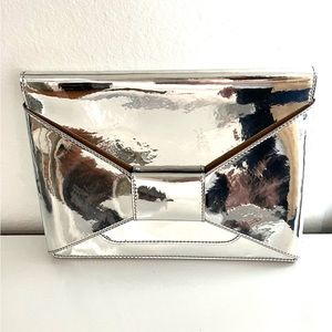 Polish silver clutch Banana Republic
